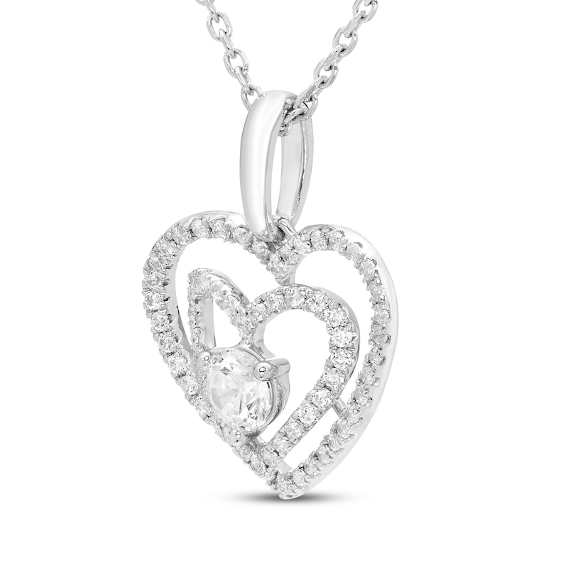 Believe in Love Diamond Double Heart Necklace 1/2 ct tw 10K White Gold 18"