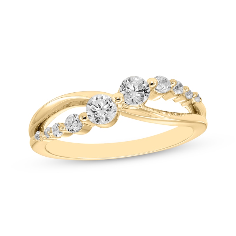 Main Image 1 of Our Story Together Diamond Crossover Ring 1/2 ct tw 10K Yellow Gold