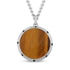 Thumbnail Image 1 of Men's Tiger's Eye Quartz Circle Necklace Stainless Steel & Black Ion Plating 24&quot;