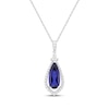 Thumbnail Image 1 of Pear-Shaped Blue Lab-Created Sapphire & White Lab-Created Sapphire Necklace Sterling Silver 18&quot;