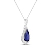 Thumbnail Image 2 of Pear-Shaped Blue Lab-Created Sapphire & White Lab-Created Sapphire Necklace Sterling Silver 18&quot;