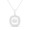 Thumbnail Image 1 of Unstoppable Love Diamond Cushion Halo Necklace 1/3 ct tw 10K White Gold 19&quot;