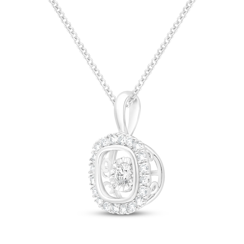 Main Image 2 of Unstoppable Love Diamond Cushion Halo Necklace 1/3 ct tw 10K White Gold 19&quot;