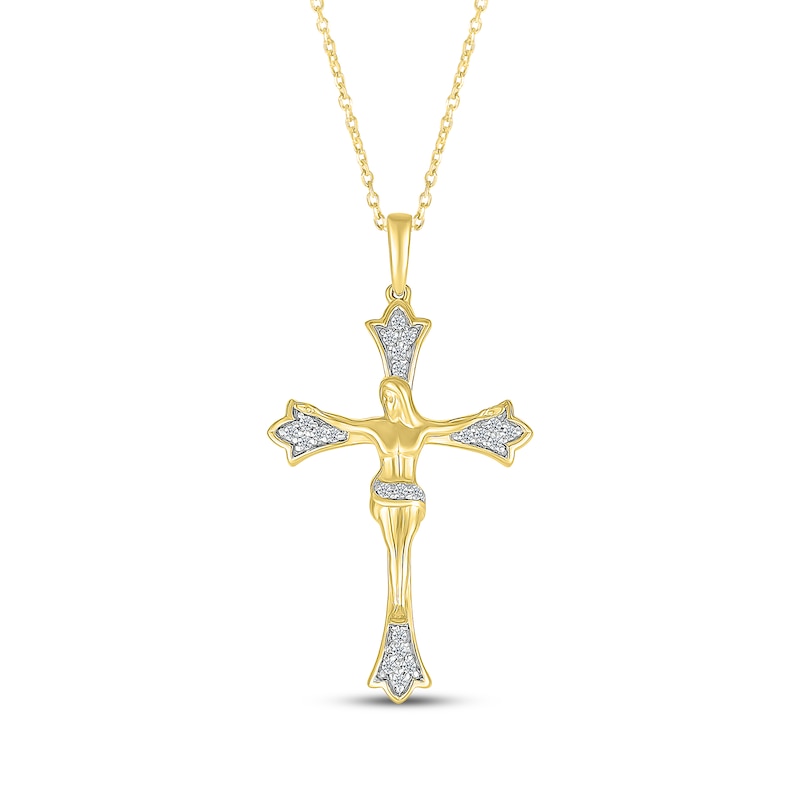 Main Image 1 of Diamond Crucifix Necklace 1/8 ct tw 14K Yellow Gold 18&quot;