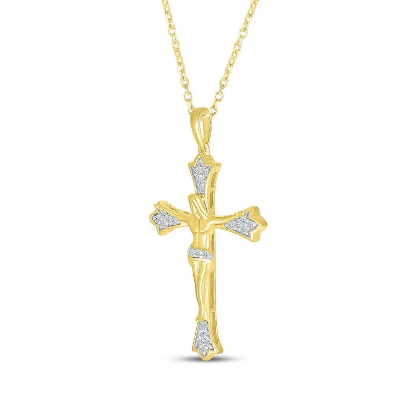 Main Image 2 of Diamond Crucifix Necklace 1/8 ct tw 14K Yellow Gold 18&quot;