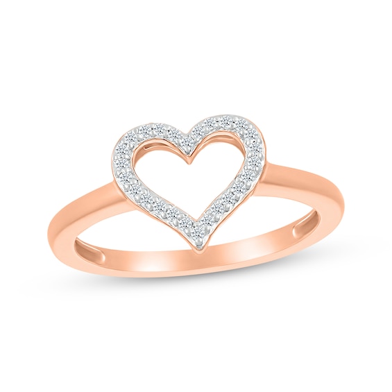Diamond Open Heart Fashion Ring 1/10 ct tw 10K Rose Gold