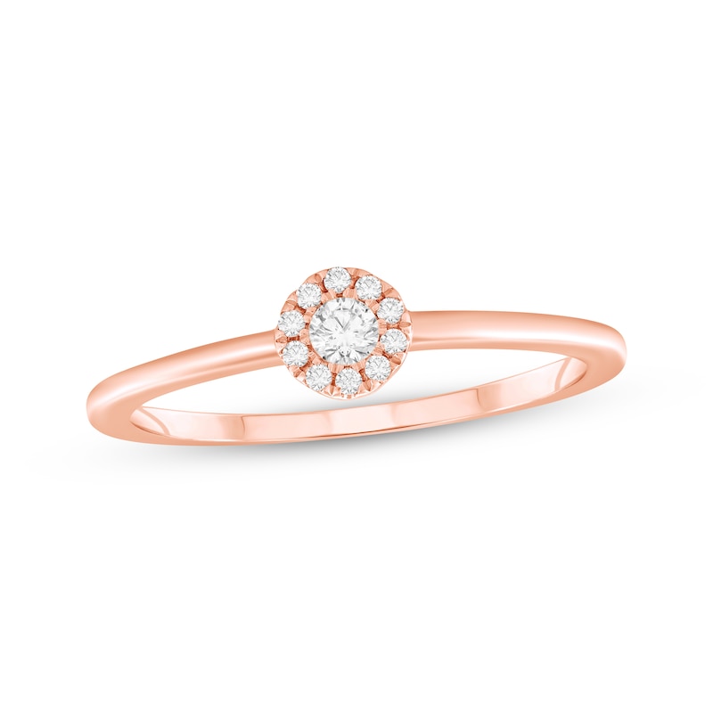 Main Image 1 of Round-Cut Diamond Halo Engagement Ring 1/15 ct tw 14K Rose Gold