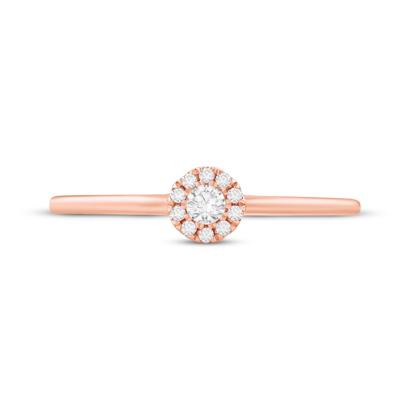 Main Image 3 of Round-Cut Diamond Halo Engagement Ring 1/15 ct tw 14K Rose Gold