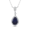 Thumbnail Image 1 of Lab-Grown Diamonds by KAY Pear-Shaped Blue Lab-Created Sapphire Necklace 1/2 ct tw 14K White Gold 18&quot;