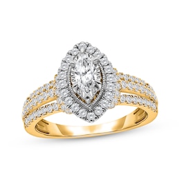 Marquise-Cut Diamond Halo Engagement Ring 1 ct tw 18K Yellow Gold