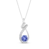 Thumbnail Image 1 of Tanzanite & White Topaz Ribbon Necklace Sterling Silver 18&quot;