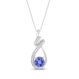 Tanzanite & White Topaz Ribbon Necklace Sterling Silver 18&quot;