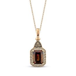 Le Vian Octagon-Cut Chocolate Quartz Necklace 1/4 ct tw Diamonds 14K Honey Gold 19&quot;