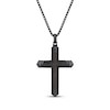 Thumbnail Image 1 of Men's Wood Cross Necklace Black Ion-Plated Stainless Steel 24&quot;