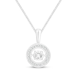 Unstoppable Love Diamond Halo Necklace 1/5 ct tw Sterling Silver 19&quot;