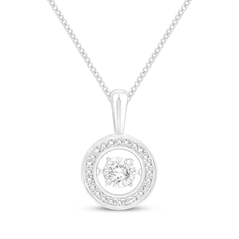 Main Image 1 of Unstoppable Love Diamond Halo Necklace 1/5 ct tw Sterling Silver 19&quot;