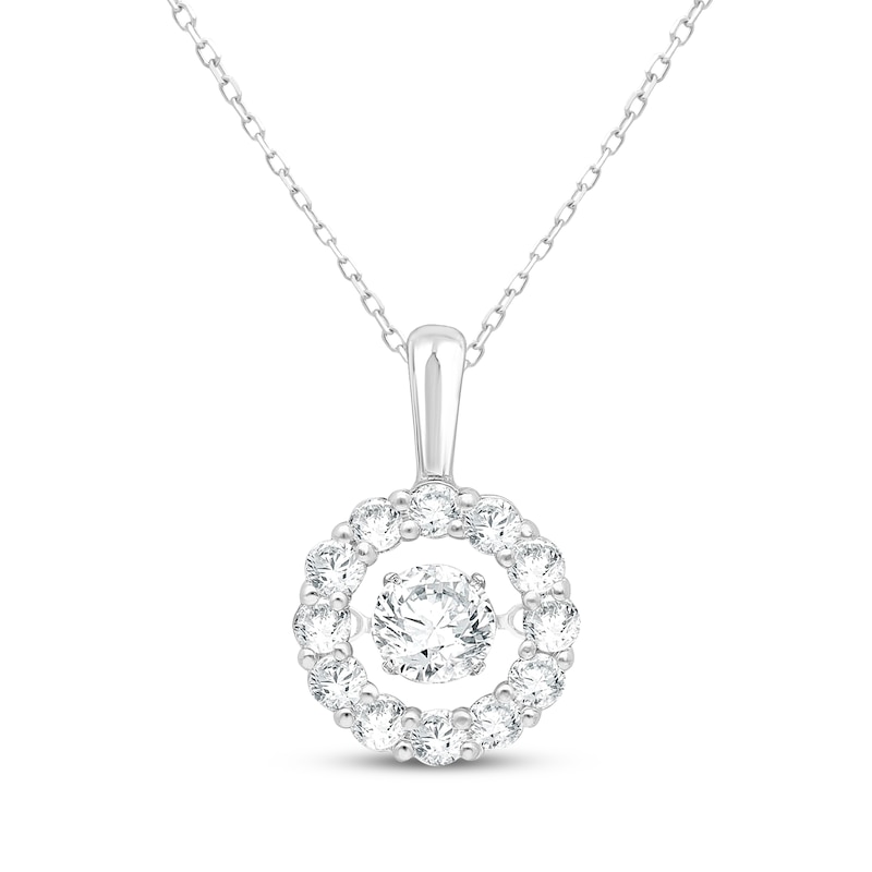 Main Image 1 of Unstoppable Love Lab-Grown Diamond Halo Necklace 1-1/2 ct tw 14K White Gold