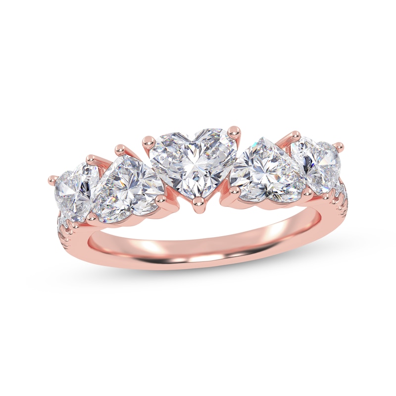 Main Image 1 of Lab-Grown Diamonds by KAY Heart-Shaped Alternating Ring 2 ct tw 14K Rose Gold