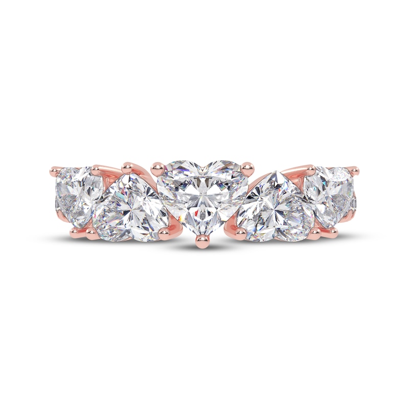 Main Image 3 of Lab-Grown Diamonds by KAY Heart-Shaped Alternating Ring 2 ct tw 14K Rose Gold