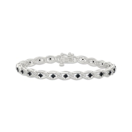 Black & White Diamond Link Bracelet 1 ct tw Sterling Silver 7&quot;