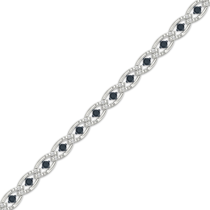 Main Image 2 of Black & White Diamond Link Bracelet 1 ct tw Sterling Silver 7&quot;