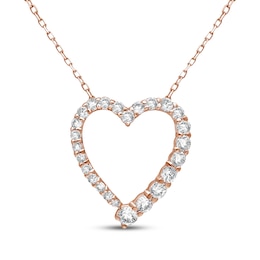 KAY Lab-Grown Diamonds Graduated Heart Necklace 1/2 ct tw 14K Rose Gold 18&quot;