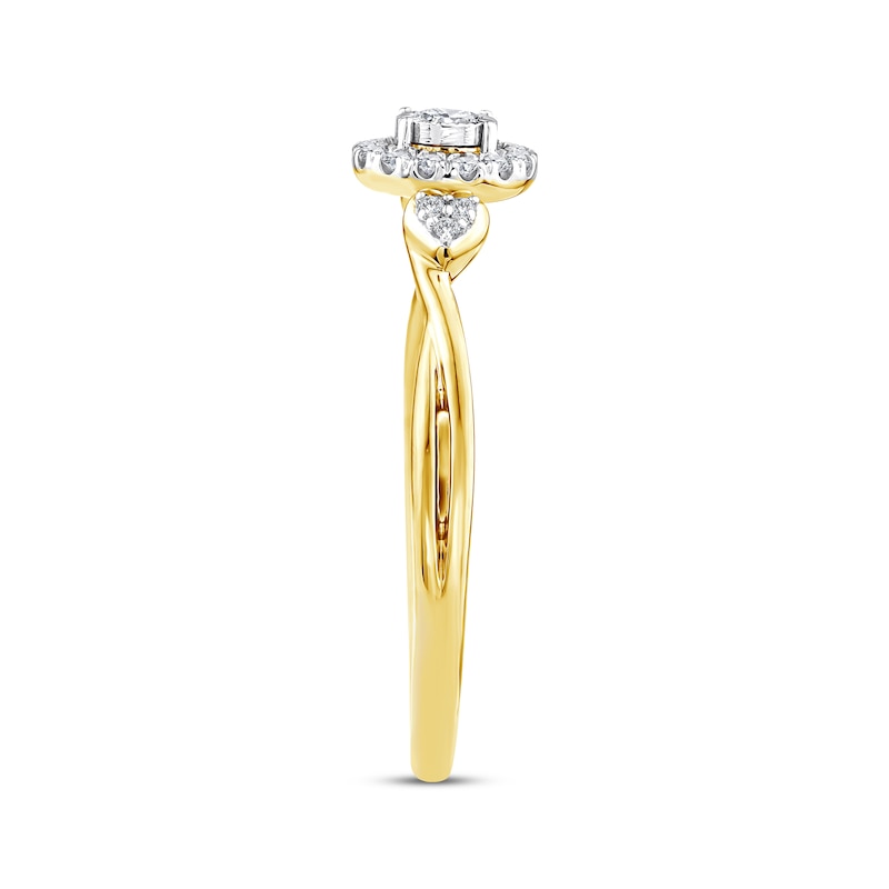 Main Image 2 of Multi-Diamond Halo Promise Ring 1/6 ct tw 24K Yellow Gold Vermeil Sterling Silver