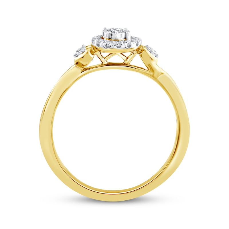 Main Image 3 of Multi-Diamond Halo Promise Ring 1/6 ct tw 24K Yellow Gold Vermeil Sterling Silver