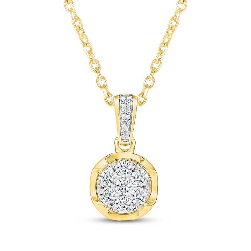 Main Image 2 of Multi-Diamond Circle Necklace & Earrings Gift Set 1/2 ct tw 10K Yellow Gold