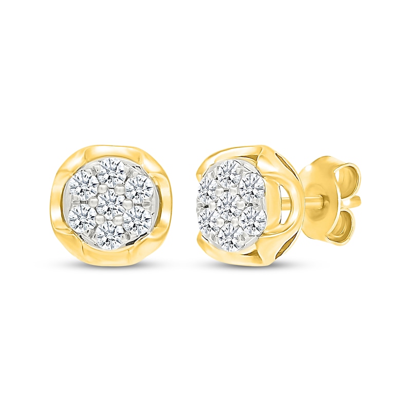 Main Image 3 of Multi-Diamond Circle Necklace & Earrings Gift Set 1/2 ct tw 10K Yellow Gold