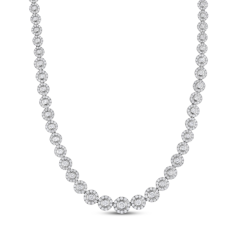 Main Image 1 of Diamond Halo Link Necklace 10 ct tw 14K White Gold 18&quot;