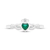 Thumbnail Image 3 of Heart-Shaped Lab-Created Emerald & White Lab-Created Sapphire Claddagh Ring Sterling Silver