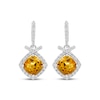 Thumbnail Image 2 of Cushion-Cut Citrine & White Lab-Created Sapphire Drop Earrings Sterling Silver