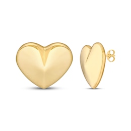 Heart Stud Earrings 14K Yellow Gold