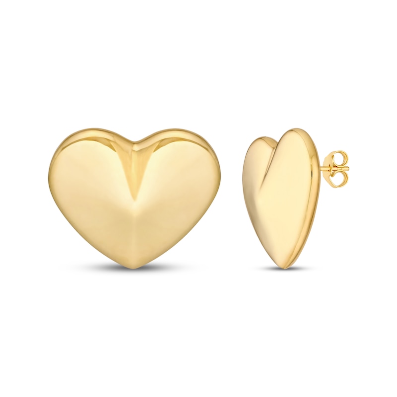 Main Image 1 of Heart Stud Earrings 14K Yellow Gold