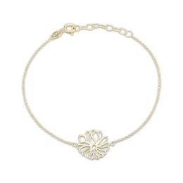 Flower Outline Bracelet 18K Yellow Gold-Plated Sterling Silver 7.5&quot;