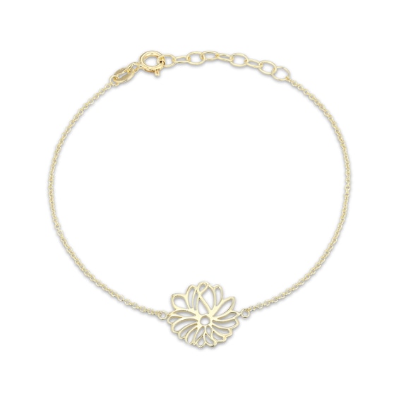 Flower Outline Bracelet 18K Yellow Gold-Plated Sterling Silver 7.5"