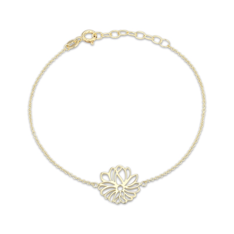 Main Image 1 of Flower Outline Bracelet 18K Yellow Gold-Plated Sterling Silver 7.5&quot;