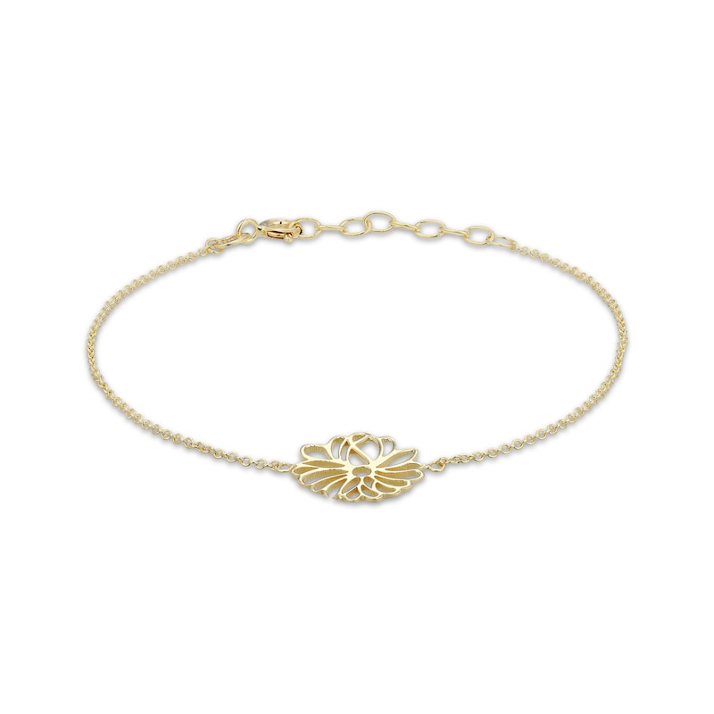 Main Image 2 of Flower Outline Bracelet 18K Yellow Gold-Plated Sterling Silver 7.5&quot;