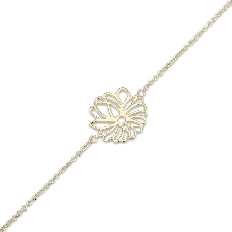 Main Image 3 of Flower Outline Bracelet 18K Yellow Gold-Plated Sterling Silver 7.5&quot;