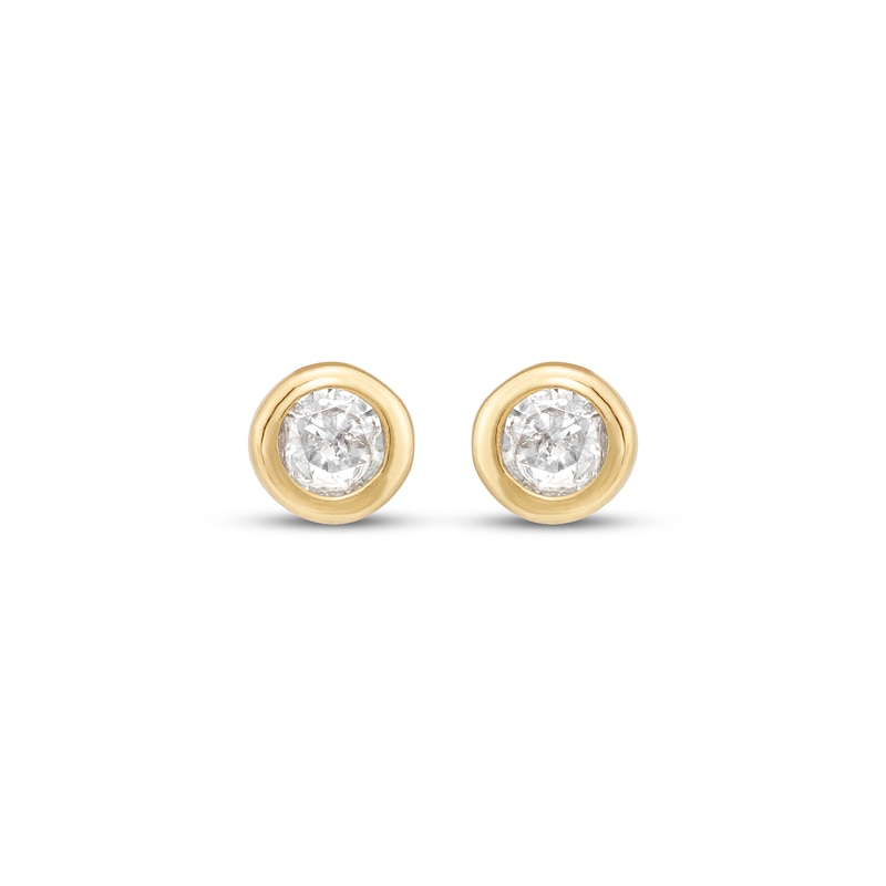 Main Image 2 of Children's Round-Cut White Lab-Created Sapphire Stud Earrings 14K Yellow Gold