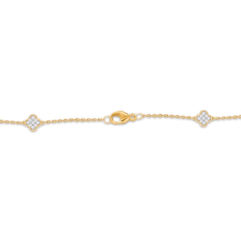 Main Image 3 of Multi-Diamond Clover Station Necklace 1/4 ct tw 10K Yellow Gold 18&quot;