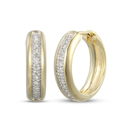 Diamond Pavé Huggie Hoop Earrings 1/6 ct tw 10K Yellow Gold