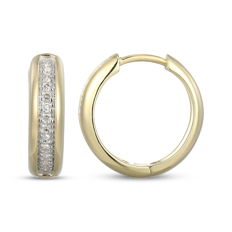 Main Image 2 of Diamond Pavé Huggie Hoop Earrings 1/6 ct tw 10K Yellow Gold