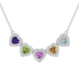 Birthstone Family & Mother's Hearts Necklace (1-5 Stones)