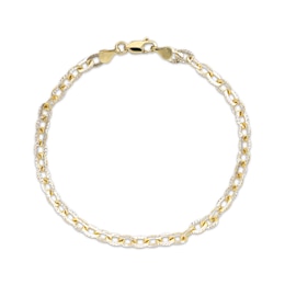 Diamond-Cut Solid Cable Chain Bracelet 14K Yellow Gold 7.5&quot;