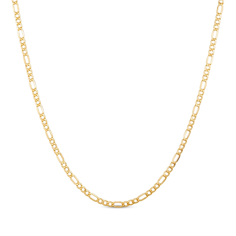 Main Image 2 of Hollow Figaro Chain Necklace 3.55mm 14K Yellow Gold 16”