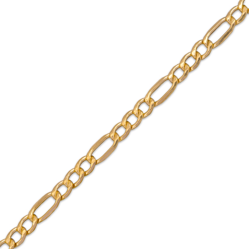 Main Image 3 of Hollow Figaro Chain Necklace 3.55mm 14K Yellow Gold 16”