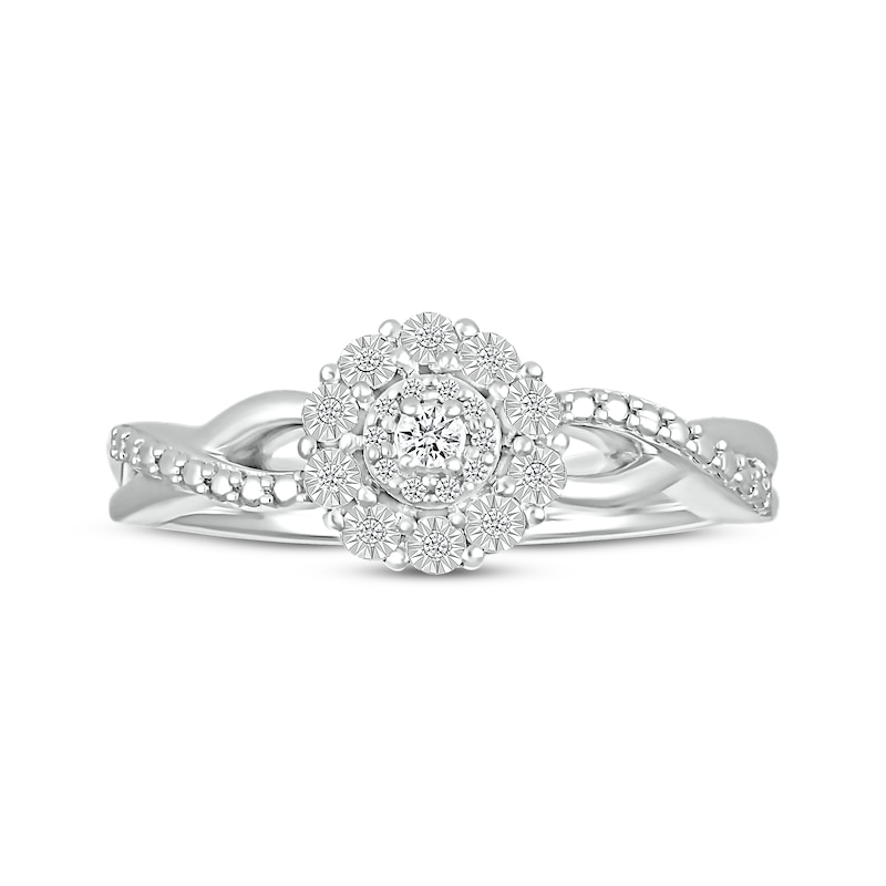 Diamond Flower Promise Ring 1/10 ct tw Sterling Silver