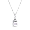 Thumbnail Image 2 of Cushion-Cut Lab-Created Opal & Round-Cut White Lab-Created Sapphire Necklace Sterling Silver 18“